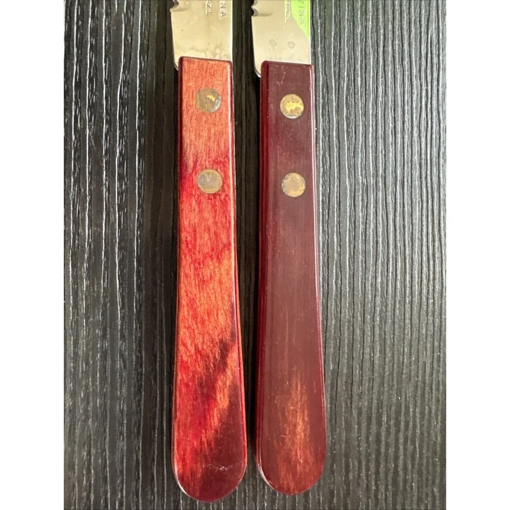 Set of 2 Tramontina Stainless Brazil Wood Handle Steak Knives 4